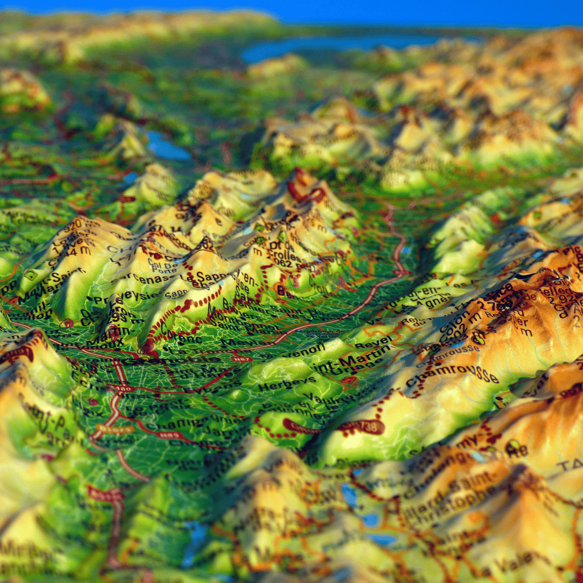 Carte murale en relief - Les deux Savoies - 41 cm x 61 cm | 3D Map carte en relief 3D Map
