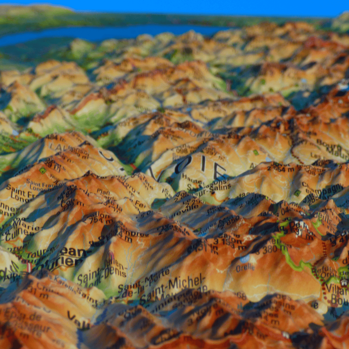 Carte murale en relief - Les deux Savoies - 41 cm x 61 cm | 3D Map carte en relief 3D Map