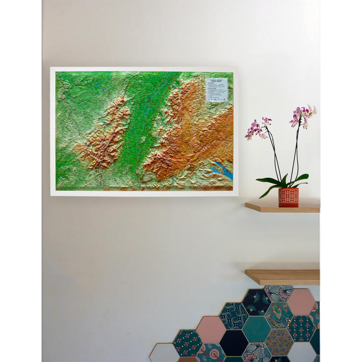 3D Relief Wall Map - Vosges, Alsace & Black Forest - 61 x 41 cm | 3D Map