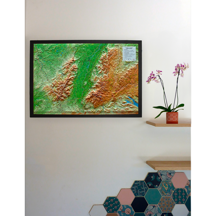 3D Relief Wall Map - Vosges, Alsace & Black Forest - 61 x 41 cm | 3D Map
