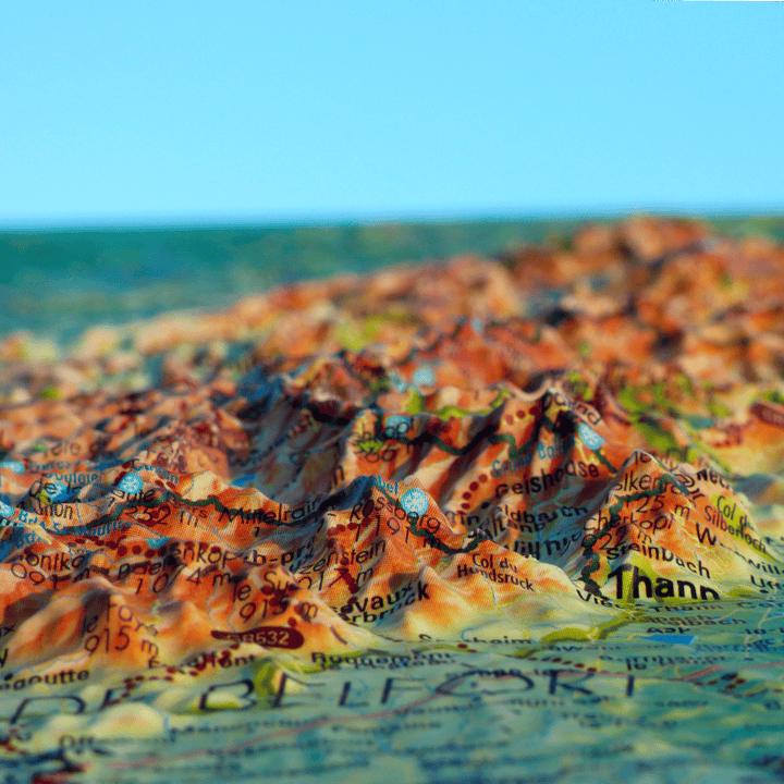 3D Relief Wall Map - Vosges, Alsace & Black Forest - 61 x 41 cm | 3D Map
