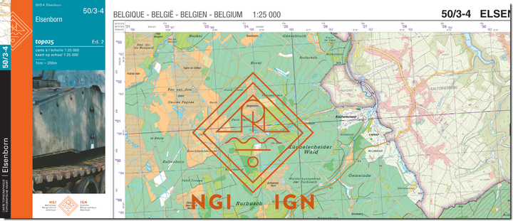 Topographic map No. 50/3 - 4 - Elsenborn (Belgium) | IGN Belgium Topo 25