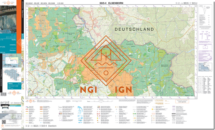 Topographic map No. 50/3 - 4 - Elsenborn (Belgium) | IGN Belgium Topo 25