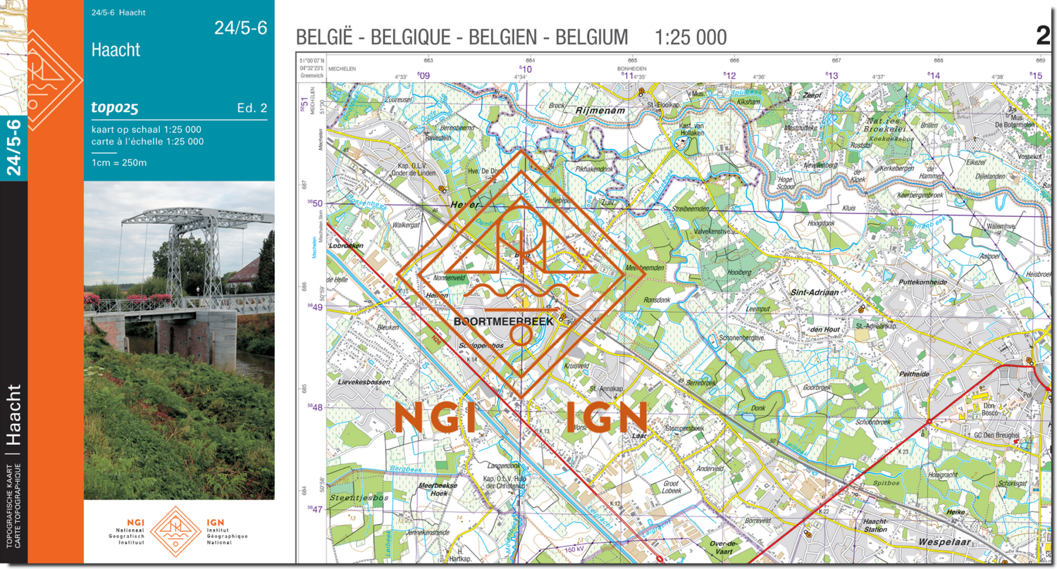 Carte topographique n° 24/5-6 - Haacht (Belgique) | NGI topo 25
