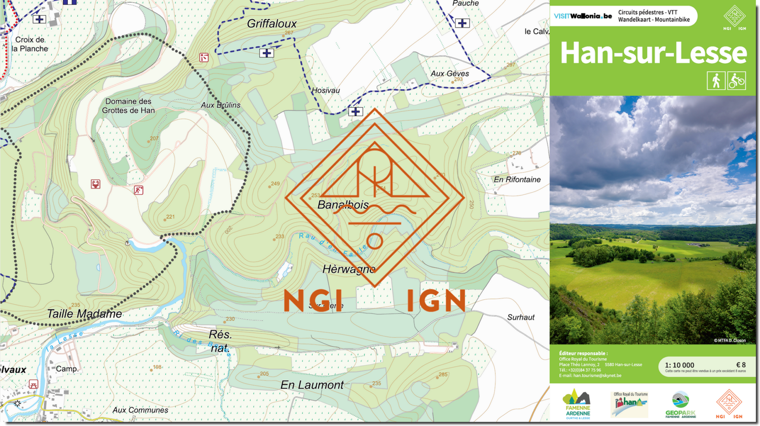Walking map - Han - sur - Lesse (Belgium) | IGN Belgium (French)