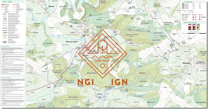 Walking map - Han - sur - Lesse (Belgium) | IGN Belgium (French)