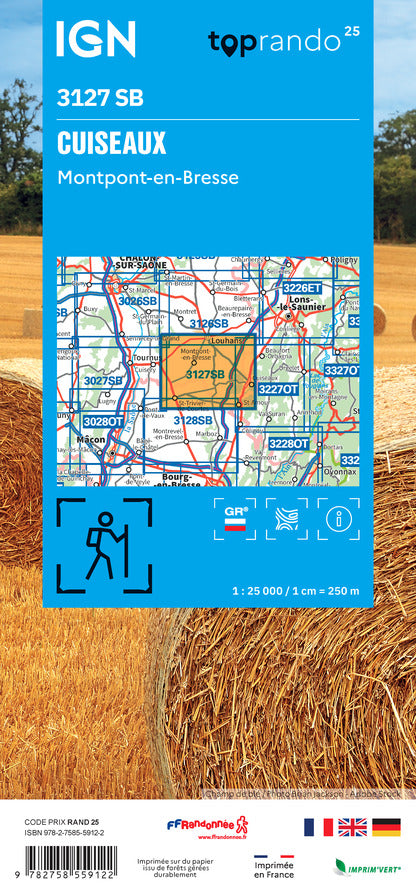 IGN Blue Series Hiking Map No. 3127 - Cuiseaux, Montpont-en-Bresse