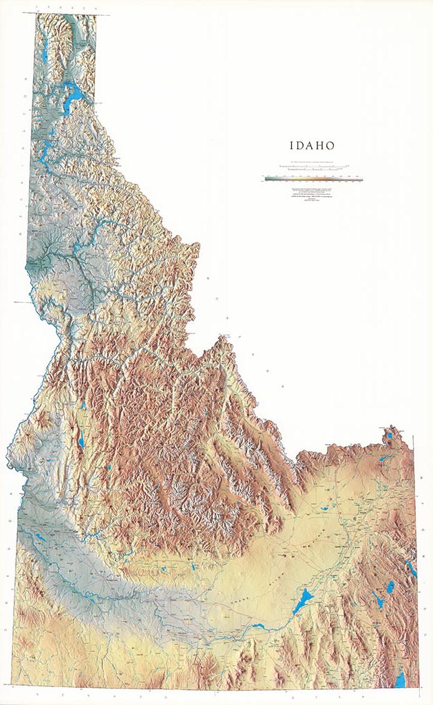Carte murale physique - Idaho | Raven Maps