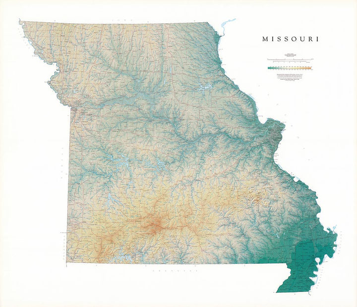 Carte murale physique - Missouri | Raven Maps