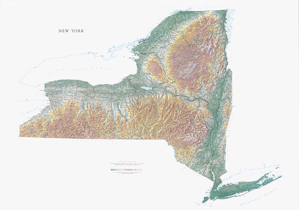 Carte murale physique - New York | Raven Maps