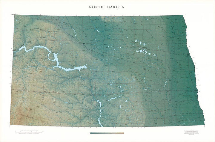 Carte murale physique - Dakota du Nord | Raven Maps