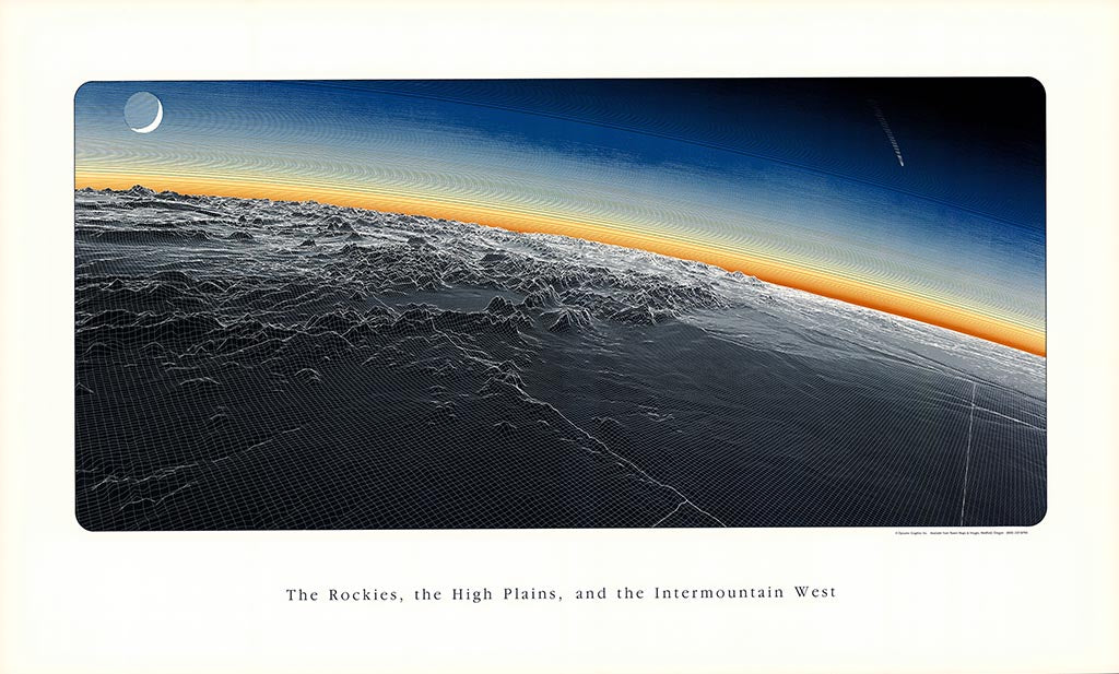 Carte murale physique - Rocheuses, Hautes Plaines et Ouest intermontagnard (24" x 42") | Raven Maps