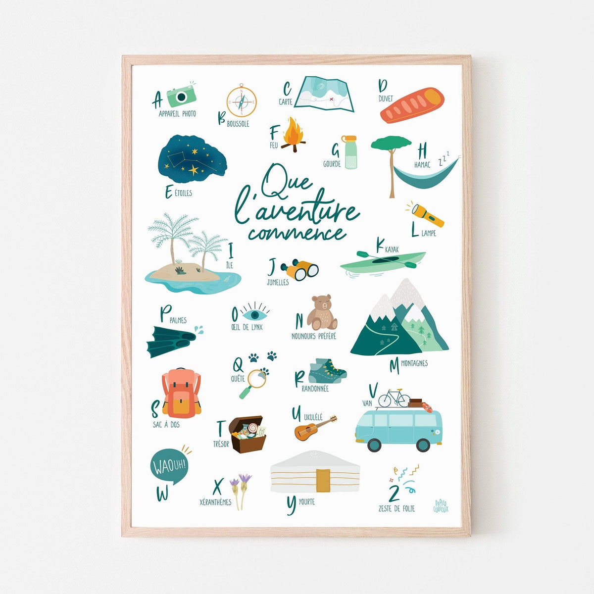 Affiche abécédaire - L'aventurier - A3 | Papier Curieux affiche Papier Curieux