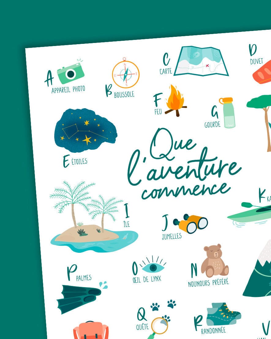 Affiche abécédaire - L'aventurier - A3 | Papier Curieux affiche Papier Curieux