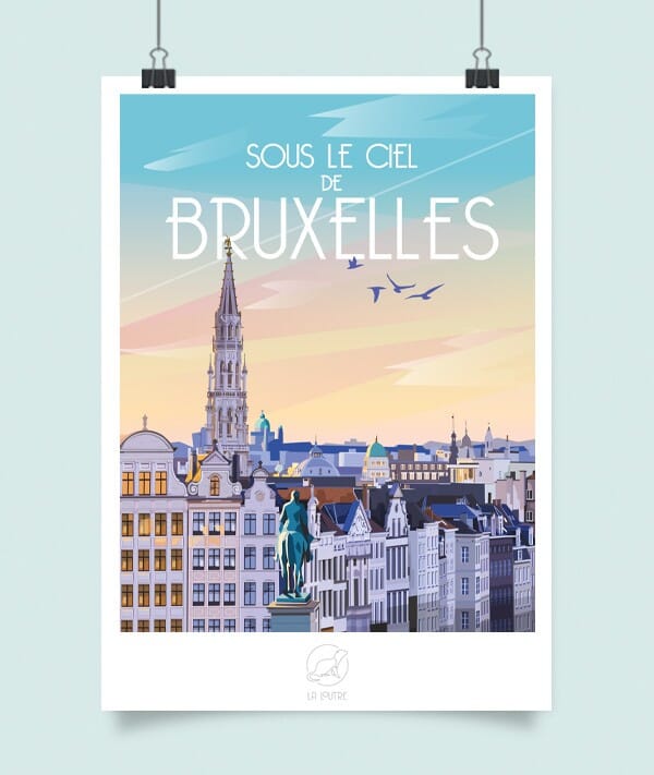 Affiche - Bruxelles - 42 x 60 cm | La Loutre carte murale roulée (en tube) La Loutre