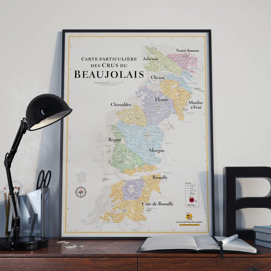 Affiche - Carte des crus du Beaujolais - 50 x 70 cm carte murale roulée (en tube) La carte des vins Default Title