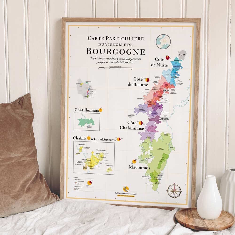 Affiche - Carte des vins de Bourgogne - 50 x 70 cm carte murale roulée (en tube) La carte des vins Default Title