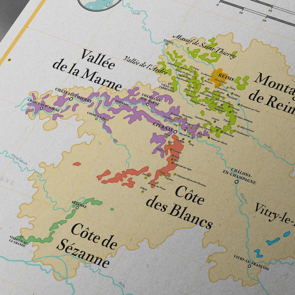 Affiche - Carte des vins de Champagne - 50 x 70 cm carte murale petit tube La carte des vins 