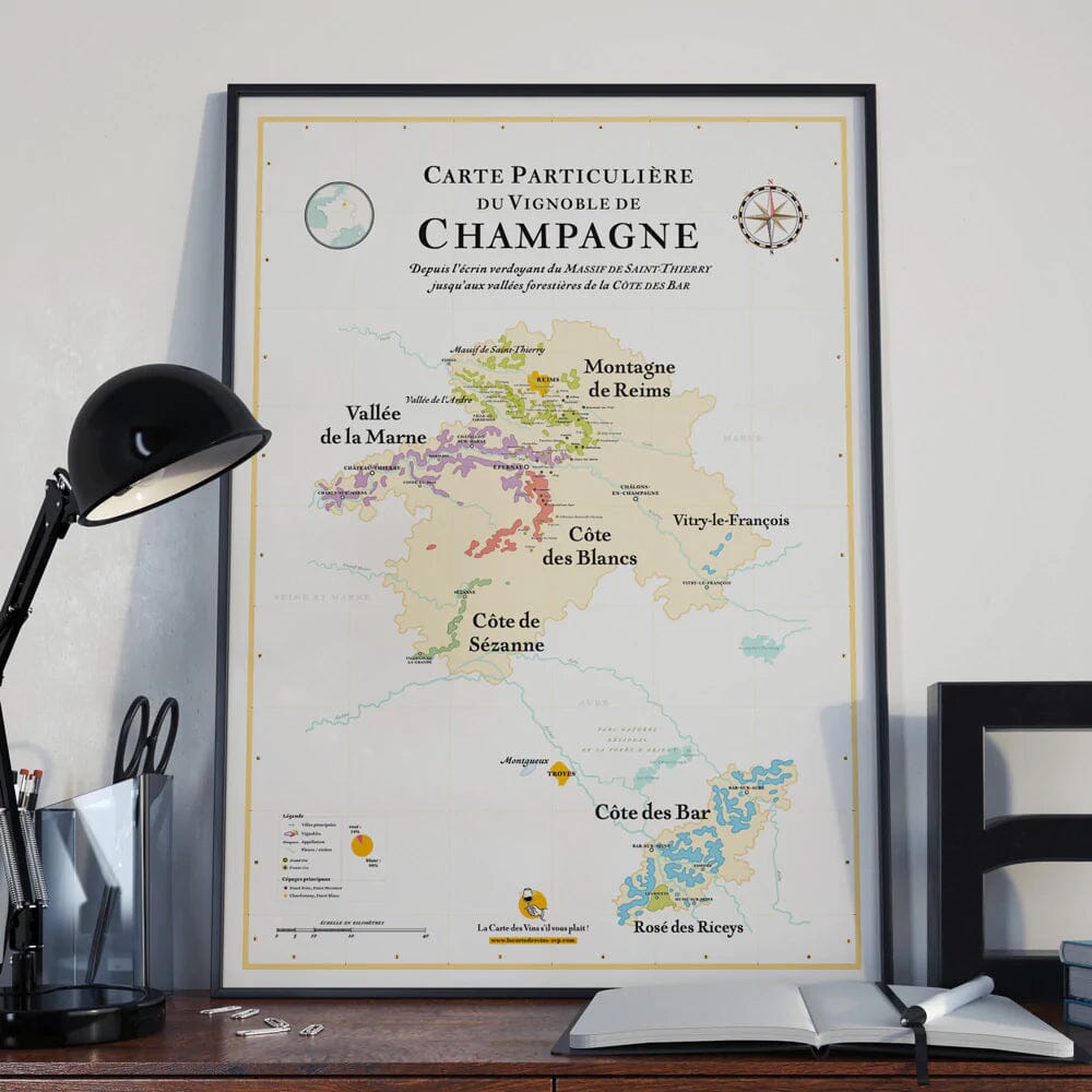 Affiche - Carte des vins de Champagne - 50 x 70 cm carte murale roulée (en tube) La carte des vins Default Title