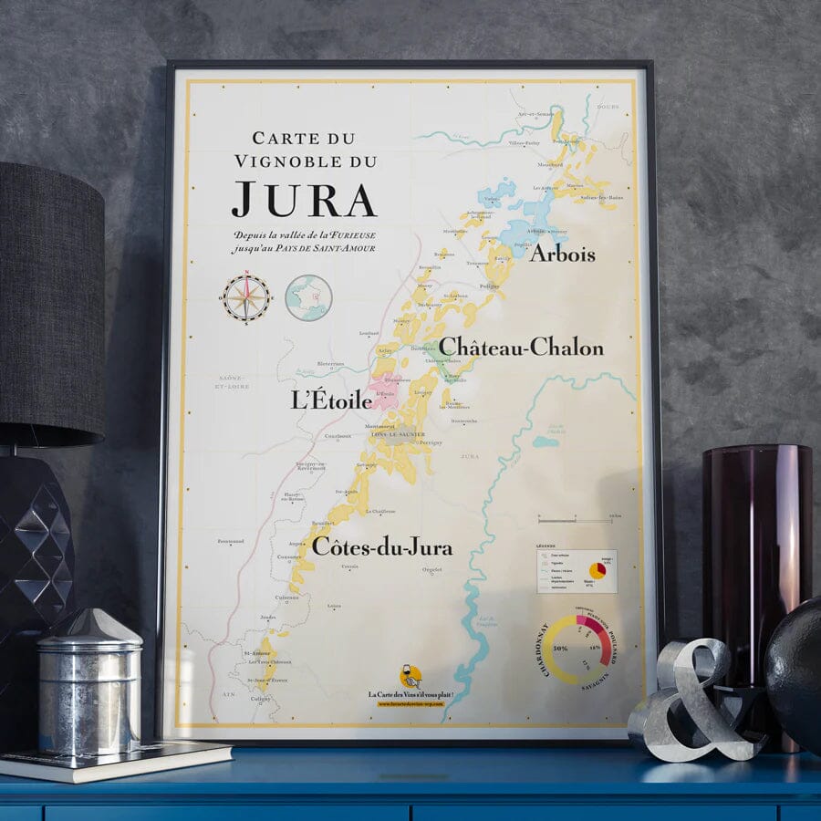 Affiche - Carte des vins du Jura - 50 x 70 cm carte murale roulée (en tube) La carte des vins Default Title