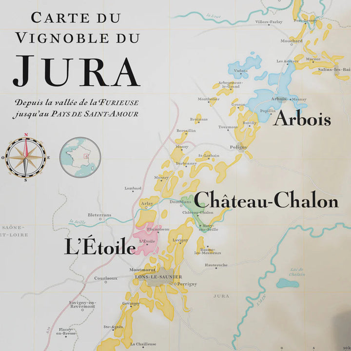 Affiche - Carte des vins du Jura - 50 x 70 cm carte murale petit tube La carte des vins 