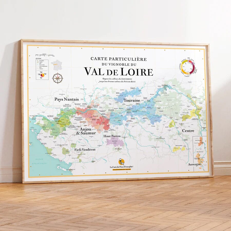 Affiche - Carte des vins du Val de Loire - 50 x 70 cm carte murale roulée (en tube) La carte des vins Default Title