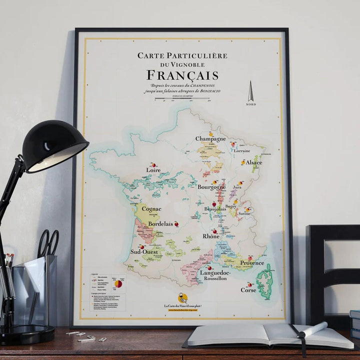 Affiche - Carte du vignoble français - 50 x 70 cm carte murale petit tube La carte des vins 