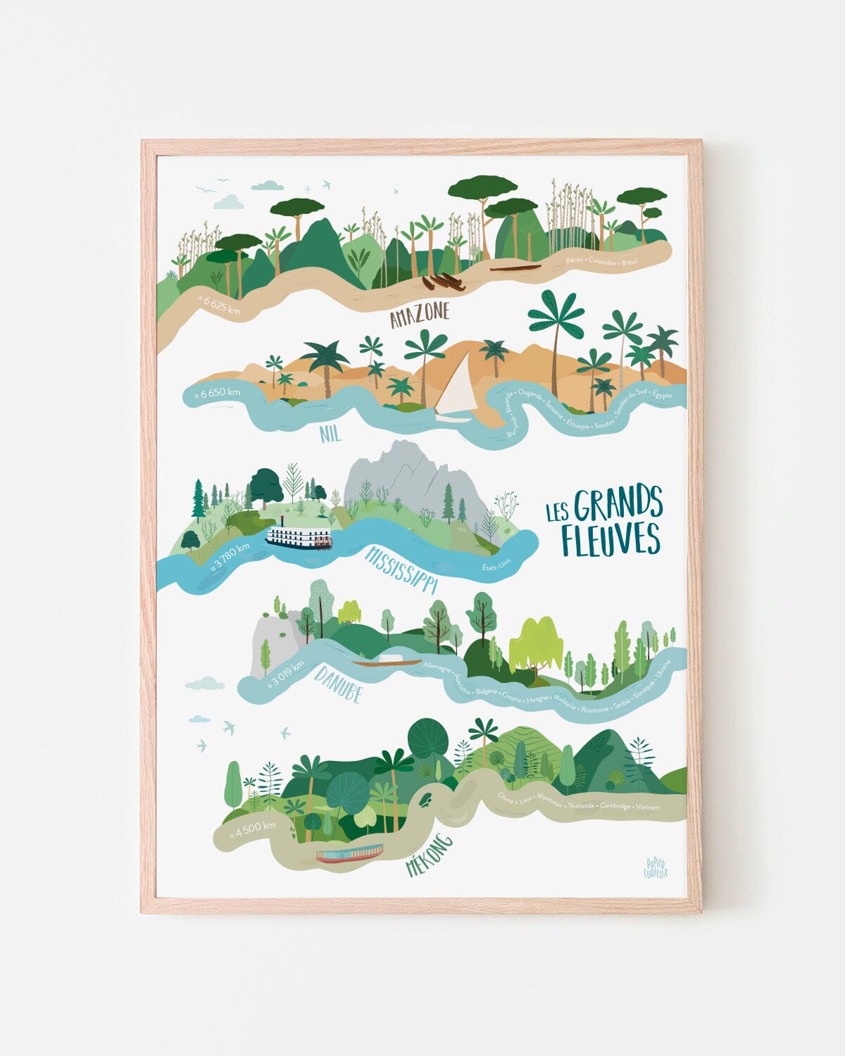 Affiche illustrée - Les grands fleuves du monde - A3 | Papier Curieux affiche Papier Curieux