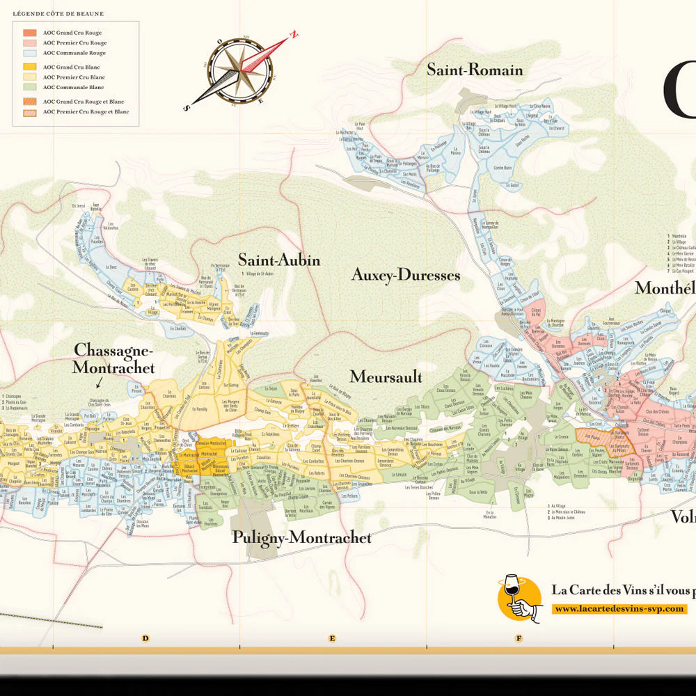 Affiche (lot de 2) - Carte des climats de la Côte de Nuits et Côte de Beaune (Bourgogne) - 150 x 50 cm carte murale petit tube La carte des vins 