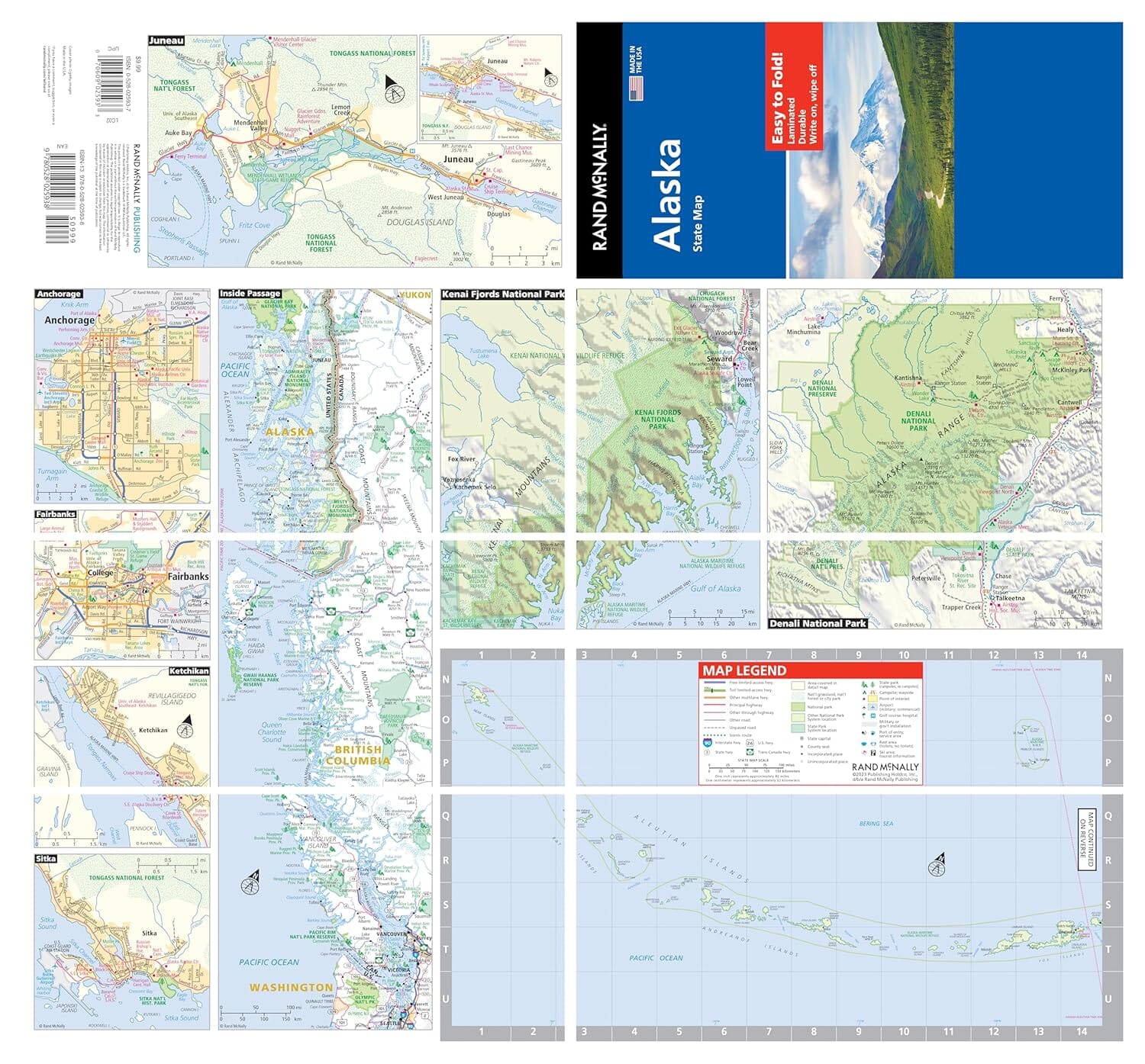 Alaska, carte facile à plier | Rand McNally carte routière Rand McNally 