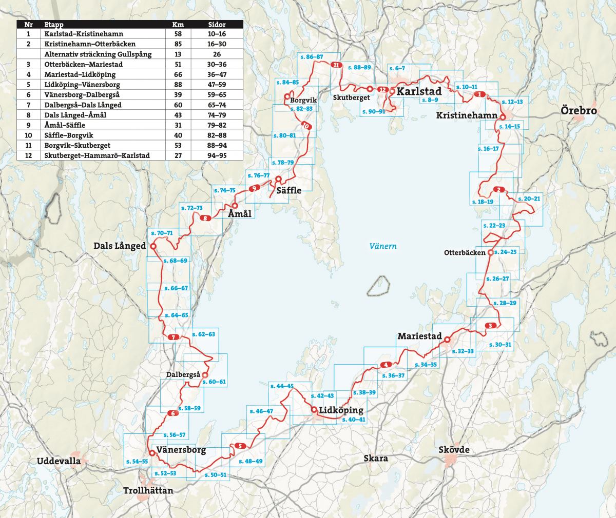 Atlas cycliste - Vänerleden (Suède) | Calazo carte de randonnée Calazo