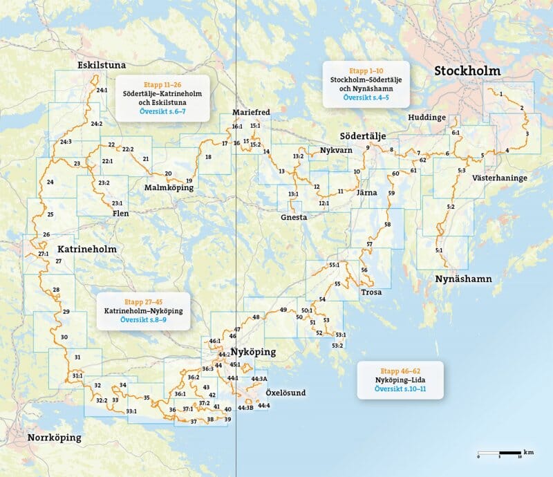 Atlas de plein air - Sörmlandsleden (Suède) | Calazo - Friluftsatlas carte de randonnée Calazo