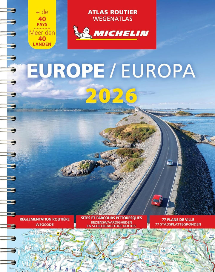 Atlas routier à spirales - Europe (multilingue) 2026 - format A4 | Michelin atlas Michelin 