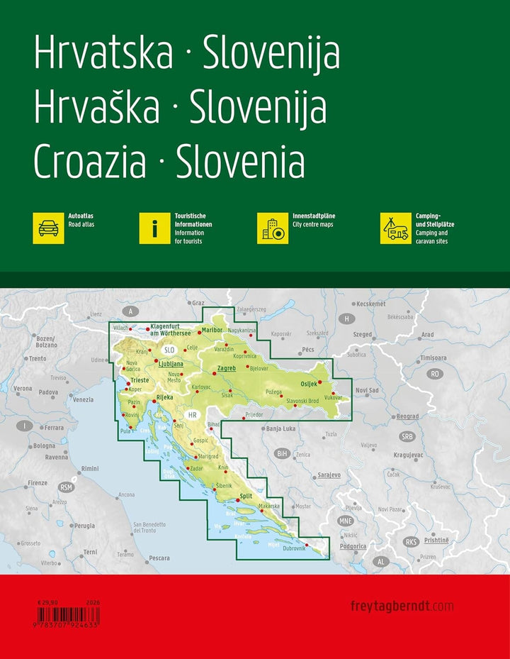 Atlas routier - Croatie & Slovénie | Freytag & Berndt - 1:150 000 atlas Freytag & Berndt 