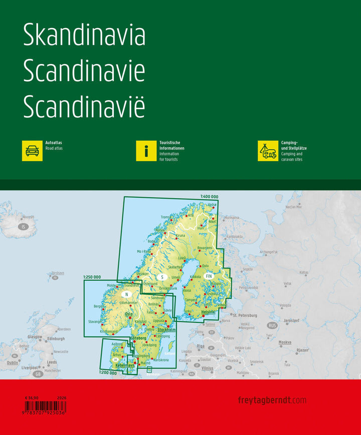 Atlas routier - Scandinavie (Danemark, Norvège, Suède, Finlande) | Freytag & Berndt atlas Freytag & Berndt 