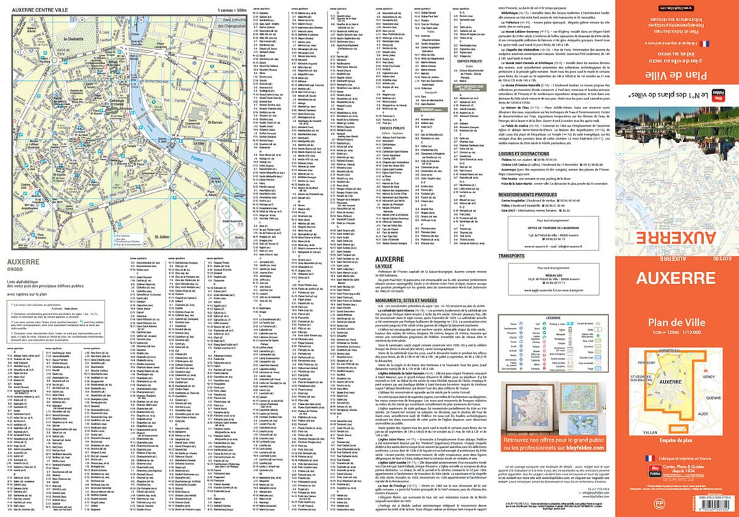 Auxerre, Yonne - Plan de ville | Blay Foldex carte pliée Blay Foldex 
