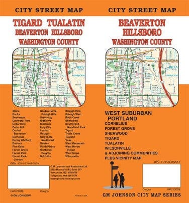 Beaverton : Hillsboro : Washington County : city street map = Tigard : Tualatin : Beaverton : Hillsboro : Washington County : city street map | GM Johnson plan de ville GM Johnson