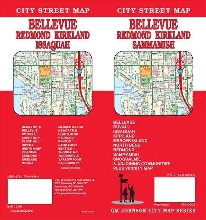 Bellevue, Redmond, Kirkland, Sammamish : plan des rues (Washington) | GM Johnson plan de ville GM Johnson 