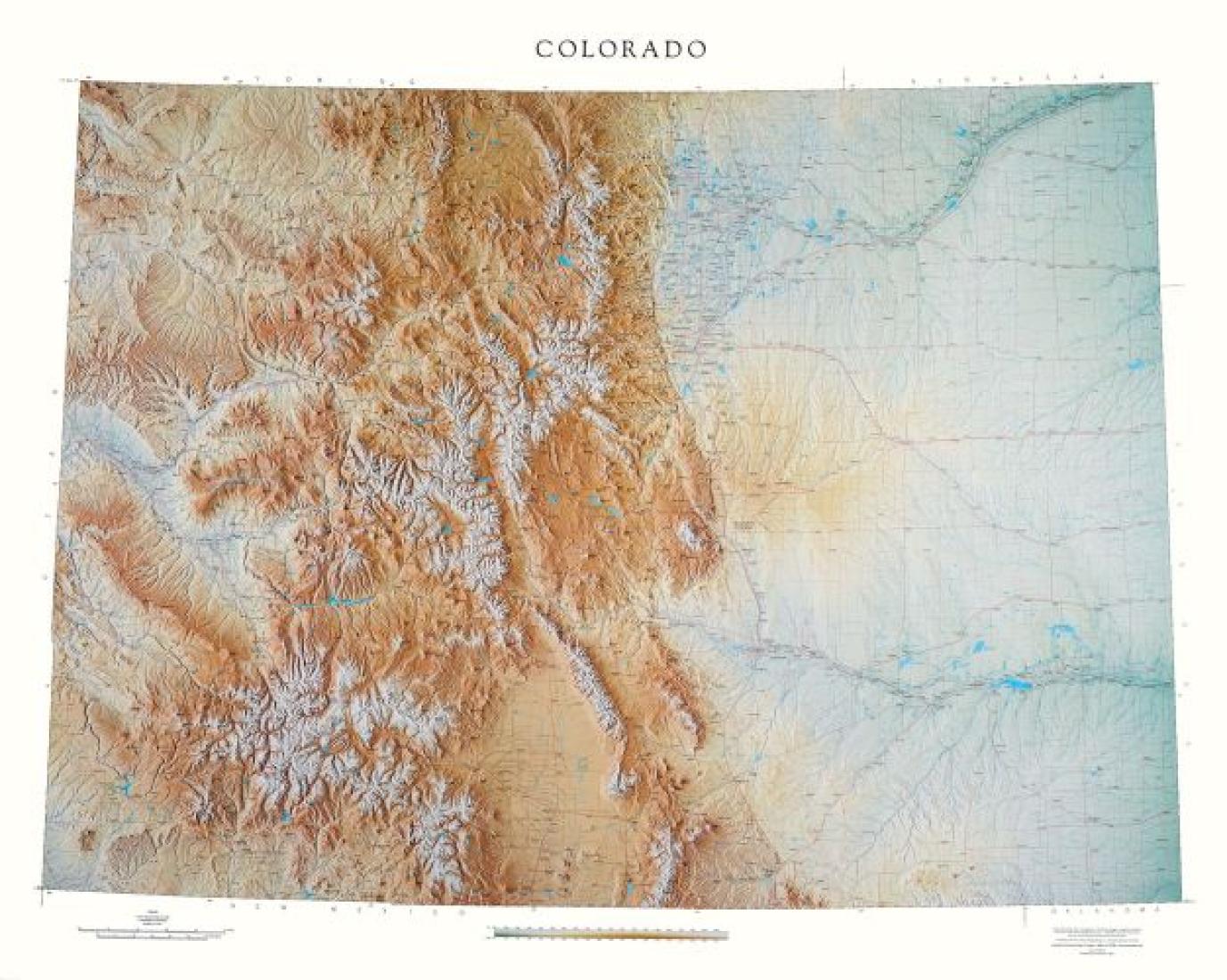 Carte murale physique - Colorado | Raven Maps