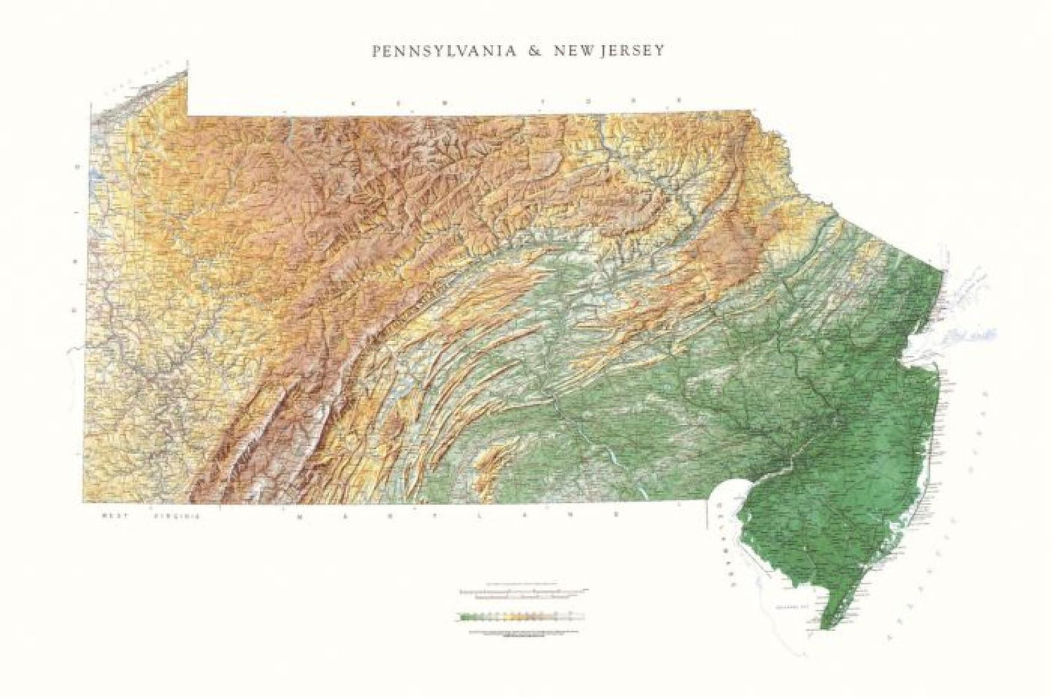 Physical Wall Map - Pennsylvania & New Jersey | Raven Maps