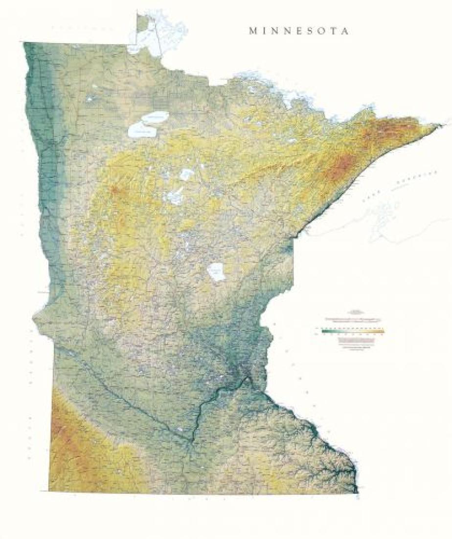 Carte murale physique - Minnesota | Raven Maps