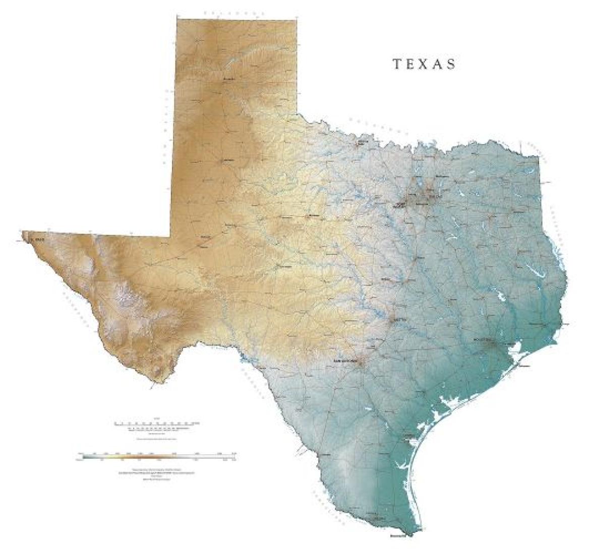 Carte murale physique - Texas | Raven Maps