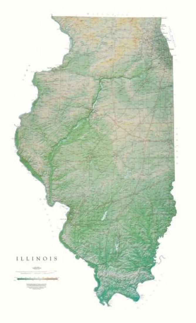 Physical Wall Map - Illinois | Raven Maps