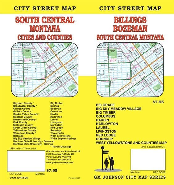 Billings, Bozeman (centre-sud du Montana) | GM Johnson plan de ville GM Johnson 