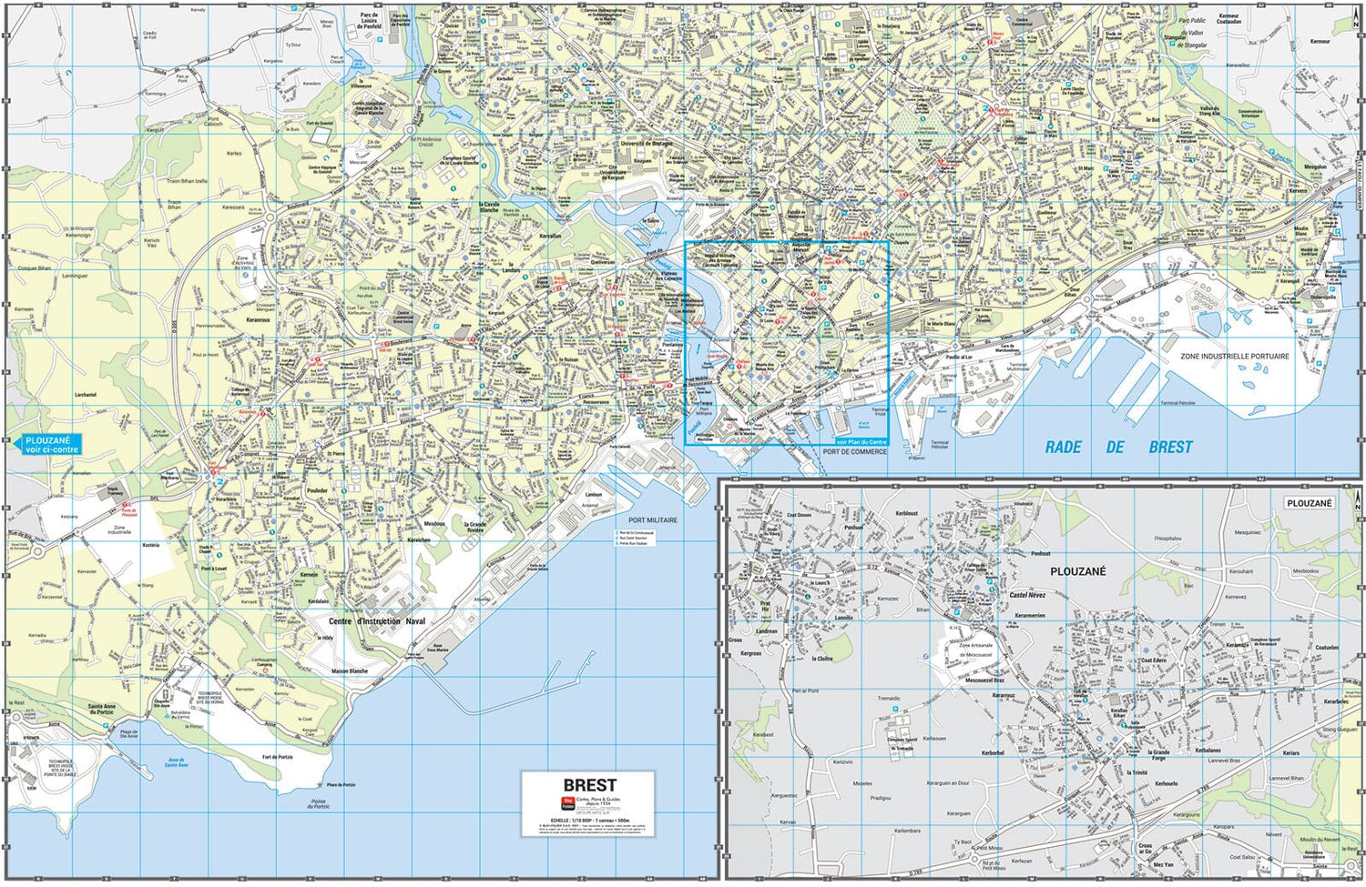 Brest - Plan de ville grand format | Blay Foldex plan de ville Blay Foldex