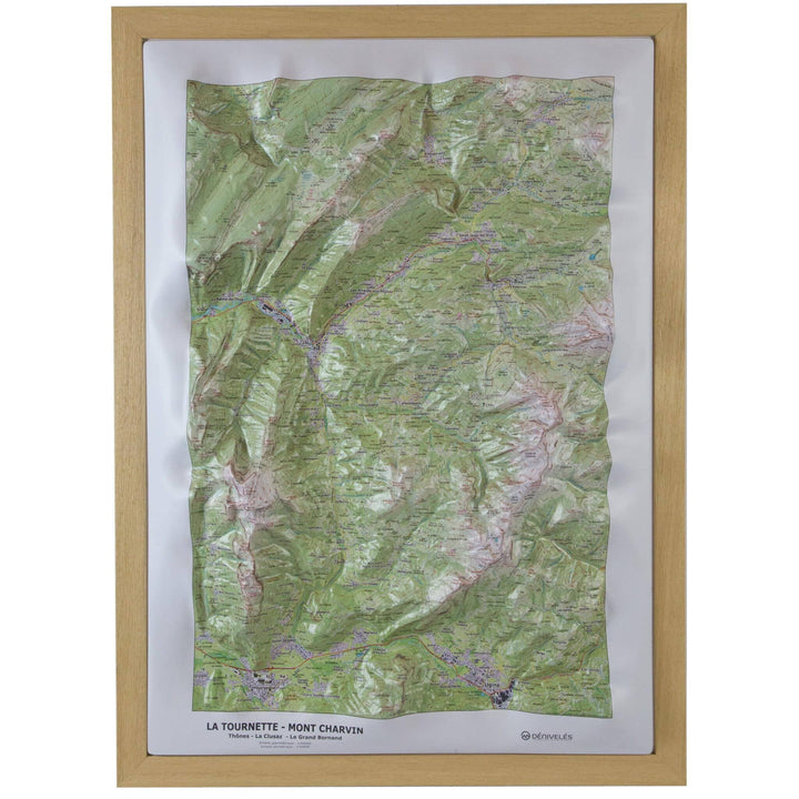 Cadre 50 x 70 cm, Bois Massif Brut 3 cm | Dénivelés Editions carte en relief Dénivelés Editions 