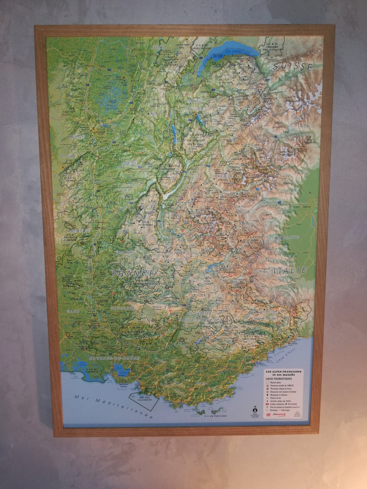 Cadre pour carte en relief (41 x 61 cm) | 3D Map carte relief 3D Map frêne 