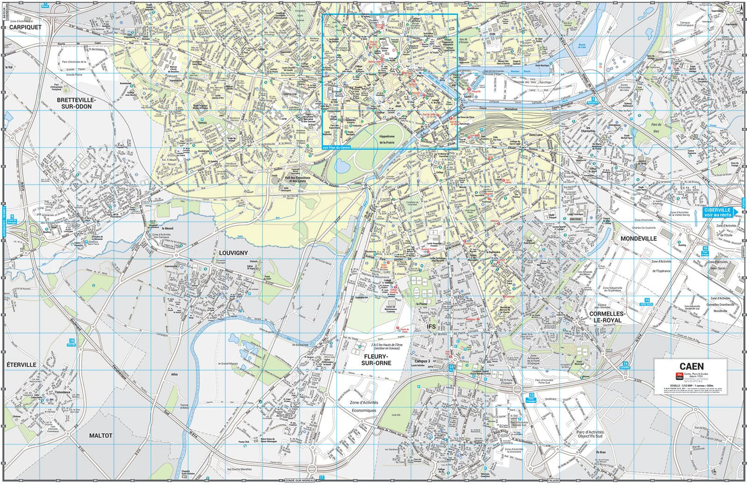 Caen - Plan de ville grand format | Blay Foldex plan de ville Blay Foldex