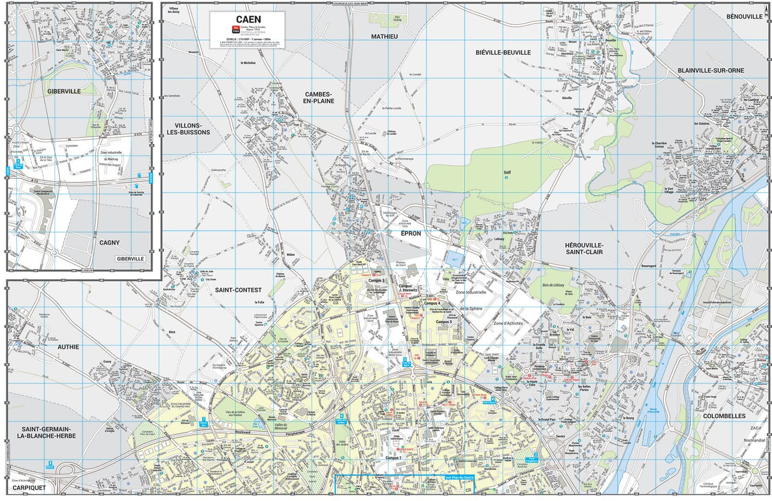 Caen - Plan de ville grand format | Blay Foldex plan de ville Blay Foldex