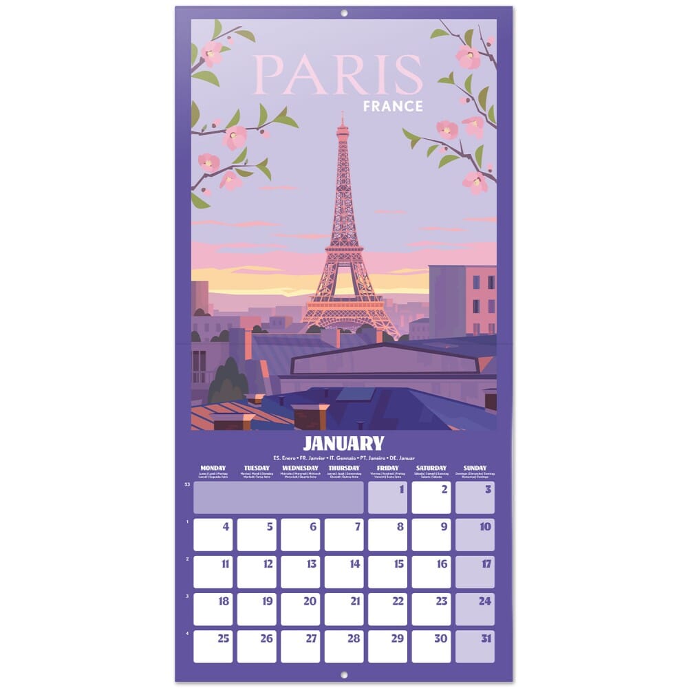 Calendrier mural 2027 - Travel - 30 x 30 cm carnet de voyage Hokusai 
